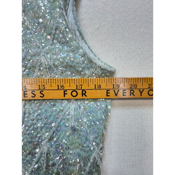 Vintage 100% Wool Sequined Beaded Tank Top Made In Hong Kong - Picture 5 of 16